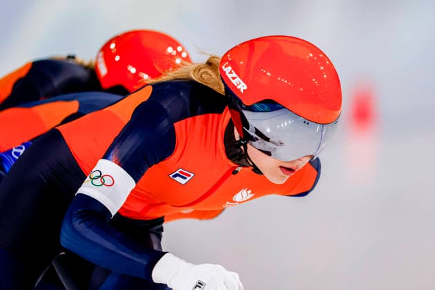 Milano Cortina 2026 Winter Olympics, Speed skating, Eisschnelllauf Italy Joy Beune, Antoinette Rijpma-De Jong and Marijke Groenewoud of the Netherlands competing in the Speed Skating Women s Team Pursuit Quarterfinals on Day 8 of the Milano Cortina 2026 Winter Olympics at the Milano Speed Skating Stadium in Milan, Italy, February 14, 2026. Milan Italy  Copyright: xMatrixxImagesx xHenkxJanxDijksx