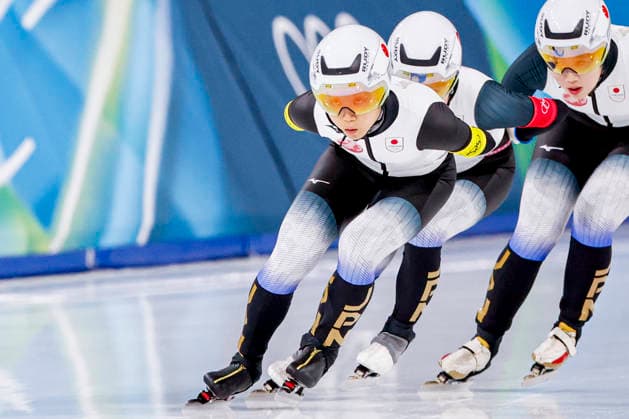 Milano Cortina 2026 Winter Olympics, Speed skating, Eisschnelllauf Italy Momoka Horikawa, Ayano Sato and Miho Takagi of Japan competing in the Speed Skating Women s Team Pursuit Quarterfinals on Day 8 of the Milano Cortina 2026 Winter Olympics at the Milano Speed Skating Stadium in Milan, Italy, February 14, 2026. Milan Italy  Copyright: xMatrixxImagesx xHenkxJanxDijksx