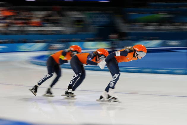 Team Netherlands competing for the Olympic Speed skating, Eisschnelllauf Women s Team Pursuit Quarterfinals for the Milano Cortina 2026 Winter Olympics, in Milan (Italy) February 14, 2026 (Photo Claudio Furlan LaPresse)  Copyright: xClaudioxFurlan LaPressex