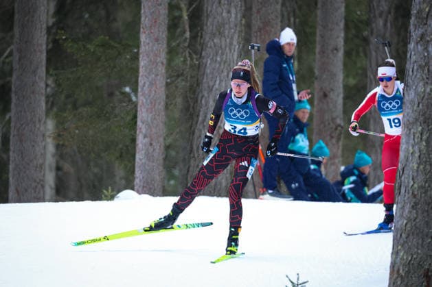 Antholz, Italien 14. Februar 2026: Biathlon Sprint Frauen 7,5 km - Olympia 2026 Im Bild: Julia Tannheimer (GER) Anterselva Biathlon Arena *** Antholz, Italy February 14, 2026 Biathlon Sprint Women 7.5 km Olympia 2026 In the picture Julia Tannheimer GER Anterselva Biathlon Arena Copyright: xFotostandx xHettichx