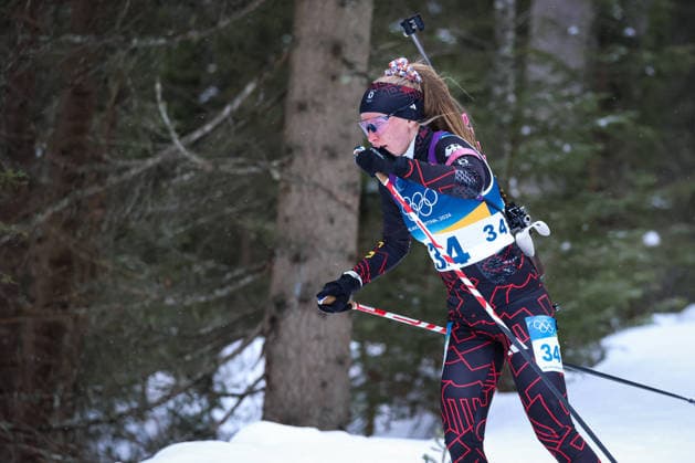 Antholz, Italien 14. Februar 2026: Biathlon Sprint Frauen 7,5 km - Olympia 2026 Im Bild: Julia Tannheimer (GER) Anterselva Biathlon Arena *** Antholz, Italy February 14, 2026 Biathlon Sprint Women 7.5 km Olympia 2026 In the picture Julia Tannheimer GER Anterselva Biathlon Arena Copyright: xFotostandx xHettichx