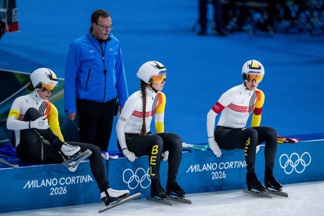 Belgian speed skater Sandrine Tas, Belgian speed skater Isabelle van Elst and Belgian speed skater Fran Vanhoutte pictured before the quarterfinals of the Women s Team Pursuit Speed skating, Eisschnelllauf at the Milano Cortina 2026 Olympic Winter games, Winterspiele,Spiele, Summer games on Saturday 14 February 2026 in Milan, Italy. The XXV Winter Olympics take place from 6 to 22 February 2026 in Italy. JASPERxJACOBS  x163409296x