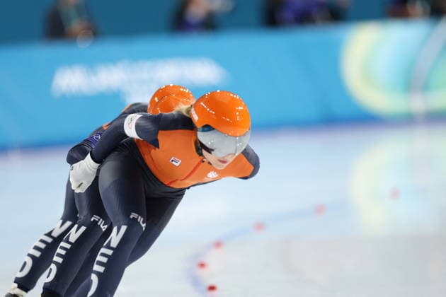 Winter Olympics - Speed skating, Eisschnelllauf Women s Team Pursuit Quarterfinals Team of Netherlands compete during the Speed Skating Women s Team Pursuit quarterfinals at the Olympic Winter games, Winterspiele,Spiele, Summer games Milan Cortina 2026, on February 14, 2026, at the Milano Speed Skating Stadium, in Milan, Italy. Photo by Alexis Jumeau ABACAPRESS.COM  Copyright: xJumeauxAlexis ABACAx