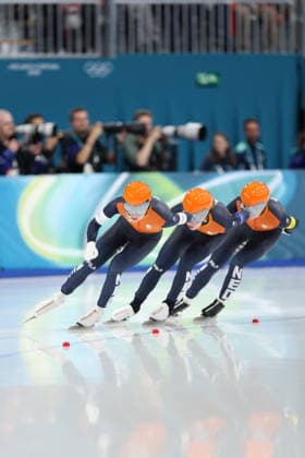 Winter Olympics - Speed skating, Eisschnelllauf Women s Team Pursuit Quarterfinals Team of Netherlands compete during the Speed Skating Women s Team Pursuit quarterfinals at the Olympic Winter games, Winterspiele,Spiele, Summer games Milan Cortina 2026, on February 14, 2026, at the Milano Speed Skating Stadium, in Milan, Italy. Photo by Alexis Jumeau ABACAPRESS.COM  Copyright: xJumeauxAlexis ABACAx