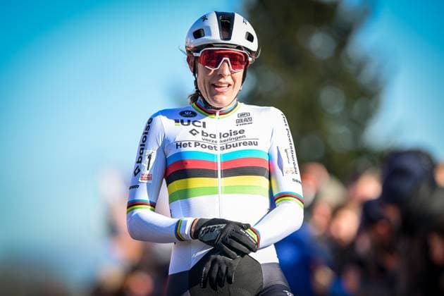 Dutch Lucinda Brand pictured during the elite women race of the Waaslandcross cyclocross cycling event, Saturday 14 February 2026 in Sint-Niklaas, the seventh and last race of the Exact Cross competition. DAVIDxPINTENS  x163411319x