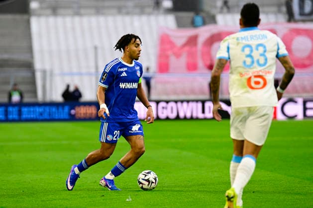 FOOTBALL : Olympique de Marseille VS RC Strasbourg Alsace - Ligue 1 McDonald s - 14 02 2026 Guela DouÃ (RCSA) - Ligue 1 McDonald™s match between Olympique de Marseille and RC Strasbourg Alsace on February 14, 2026 at the Orange Velodrome Stadium in Marseille. MarseilleFrance  Copyright: xWilliamxCannarellax