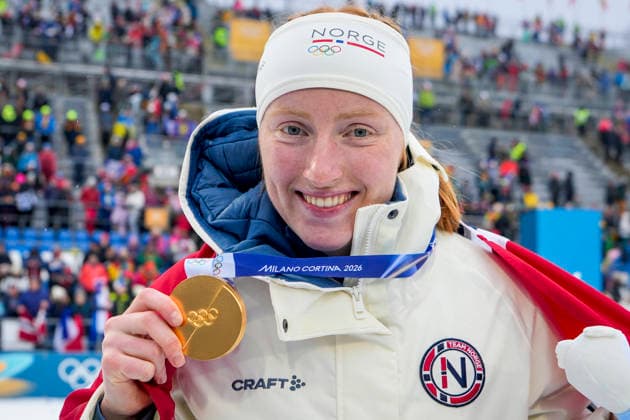 Winter Olympics in Milan Cortina 2026 Anterselva, Italy 20260214. Maren Kirkeeide from Norway with gold medal after 7.5 km sprint women in biathlon during the Winter Olympics in Milano Cortina 2026. Photo: Heiko Junge NTB Anterselva Italy EDITORIAL USE ONLY. RESTRICTED USE FOR BETTING COMPANIES Ref:_SPO3e7WB_krrSE.jpg *** Winter Olympics in Milan Cortina 2026 Anterselva, Italy 20260214 Maren Kirkeeide from Norway with gold medal after 7 5 km sprint women in biathlon during the Winter Olympics in Milano Cortina 2026 Photo Heiko Junge NTB Anterselva Italy EDITORIAL USE ONLY RESTRICTED USE FOR BETTING COMPANIES  Copyright: xHeikoxJungex xNTBx