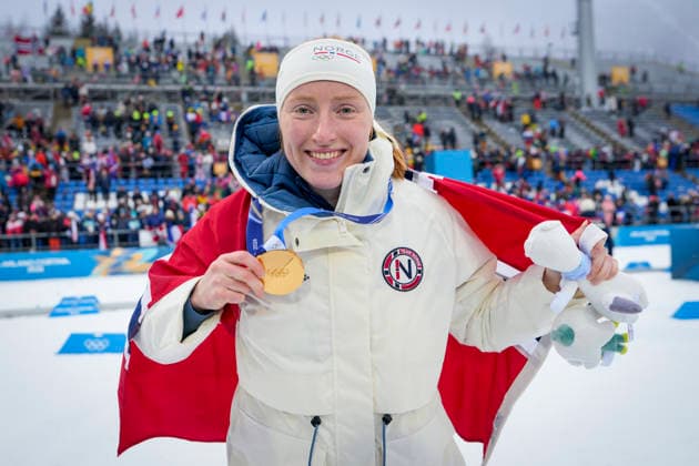 Winter Olympics in Milan Cortina 2026 Anterselva, Italy 20260214. Maren Kirkeeide from Norway with gold medal after 7.5 km sprint women in biathlon during the Winter Olympics in Milano Cortina 2026. Photo: Heiko Junge NTB Anterselva Italy EDITORIAL USE ONLY. RESTRICTED USE FOR BETTING COMPANIES Ref:_SPO820n7kPscww.jpg *** Winter Olympics in Milan Cortina 2026 Anterselva, Italy 20260214 Maren Kirkeeide from Norway with gold medal after 7 5 km sprint women in biathlon during the Winter Olympics in Milano Cortina 2026 Photo Heiko Junge NTB Anterselva Italy EDITORIAL USE ONLY RESTRICTED USE FOR BETTING COMPANIES  Copyright: xHeikoxJungex xNTBx