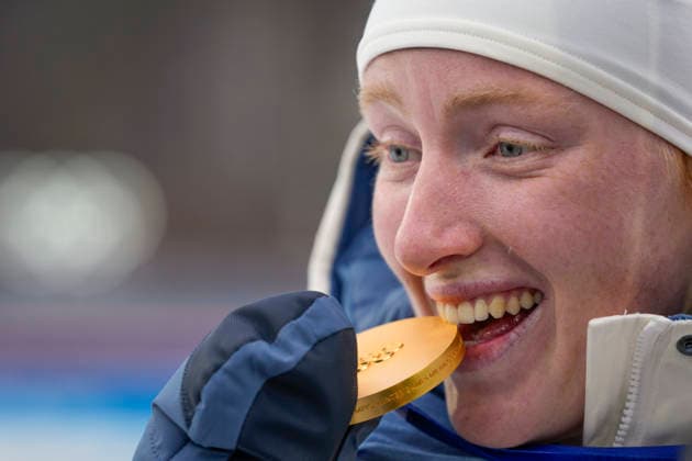 Winter Olympics in Milan Cortina 2026 Anterselva, Italy 20260214. Maren Kirkeeide from Norway with gold medal after 7.5 km sprint women in biathlon during the Winter Olympics in Milano Cortina 2026. Photo: Heiko Junge NTB Anterselva Italy EDITORIAL USE ONLY. RESTRICTED USE FOR BETTING COMPANIES Ref:_SPOXbGm3Vx1dX0.jpg *** Winter Olympics in Milan Cortina 2026 Anterselva, Italy 20260214 Maren Kirkeeide from Norway with gold medal after 7 5 km sprint women in biathlon during the Winter Olympics in Milano Cortina 2026 Photo Heiko Junge NTB Anterselva Italy EDITORIAL USE ONLY RESTRICTED USE FOR BETTING COMPANIES  Copyright: xHeikoxJungex xNTBx