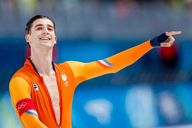 Jenning de Boo of the Netherlands celebrates after Men s 500m, Milano Cortina 2026 Winter Olympics: Day 8, Speed skating, Eisschnelllauf - Milano Cortina 2026 Winter Olympics: Day 8, Milano Speed Skating Stadium, February 14, 2026, Milan, Italy.