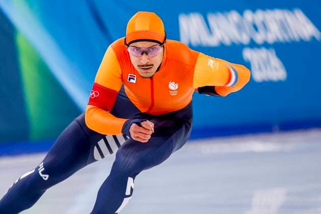 Sebas Diniz of the Netherlands Men s 500m, Milano Cortina 2026 Winter Olympics: Day 8, Speed skating, Eisschnelllauf - Milano Cortina 2026 Winter Olympics: Day 8, Milano Speed Skating Stadium, February 14, 2026, Milan, Italy.