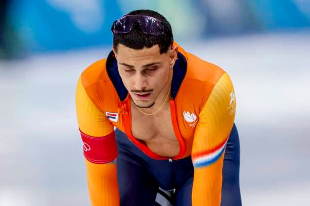 Sebas Diniz of the Netherlands looks exhausted after Men s 500m, Milano Cortina 2026 Winter Olympics: Day 8, Speed skating, Eisschnelllauf - Milano Cortina 2026 Winter Olympics: Day 8, Milano Speed Skating Stadium, February 14, 2026, Milan, Italy.
