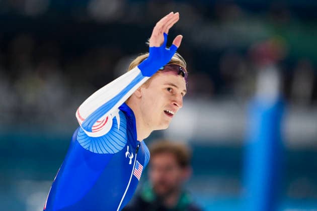 2026-02-14 - Milano Cortina 2026 Winter Olympics 500m Men MILAN, ITALY - FEBRUARY 14: Jordan Stolz of United States of America during the 500m Men of the Milano Cortina 2026 Winter Olympics at the Milano Speed skating, Eisschnelllauf Arena on February 14, 2026 in Milan, Italy Milan Milano Speed Skating Arena Italy Content not available for redistribution in The Netherlands directly or indirectly through any third parties. Copyright: xAndrexWeeningx
