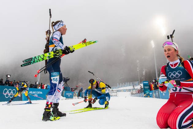 260214 Elvira Öberg of Sweden, Oceane Michelon of France, Olena Horodna of Ukraine and Ingrid Landmark Tandrevold of Norway after competing in women s biathlon 7,5 km sprint during day 8 of the 2026 Winter Olympics on February 14, 2026 in Anterselva. Photo: Mathias Bergeld BILDBYRAN kod MB MB1327 skidskytte biathlon skiskyting Olympic Games, Olympische Spiele, Olympia, OS olympics winter olympics os ol olympiska spel vinter-os olympiske leker milano cortina 2026 milan cortina 2026 milano cortina 2026 olympic games milano cortina 2026 winter olympic games milano cortina-os milano cortina-ol vinter-ol 8 bbeng sprint dam kvinner women sweden sverige norge norway *** 260214 Elvira Öberg of Sweden, Oceane Michelon of France, Olena Horodna of Ukraine and Ingrid Landmark Tandrevold of Norway after competing in women s biathlon 7,5 km sprint during day 8 of the 2026 Winter Olympics on February 14, 2026 in Anterselva Photo Mathias Bergeld BILDBYRAN code MB MB1327 biathlon biathlon olympic games olympics olympics winter olympics os ol olympiska spel vinter os olympiske leker milano cortina 2026 milan cortina 2026 milano cortina 2026 olympic games milano cortina 2026 winter olympic games milano cortina os milano cortina ol vinter ol 8 bbeng sprint dam kvinner women sweden sverige norge norway  Copyright: MATHIASxBERGELD BB260214MB055
