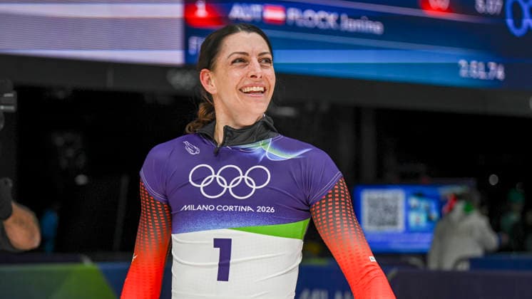 OLYMPICS - Winter Olympic Games, Olympische Spiele, Olympia, OS Milano Cortina 2026 CORTINA D AMPEZZO,ITALY,14.FEB.26 - OLYMPICS, SKELETON - Winter Olympic Games Milano Cortina 2026, women. Image shows Janine Flock (AUT).  GEPAxpictures xAlexanderxSolc