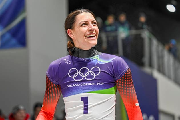 OLYMPICS - Winter Olympic Games, Olympische Spiele, Olympia, OS Milano Cortina 2026 CORTINA D AMPEZZO,ITALY,14.FEB.26 - OLYMPICS, SKELETON - Winter Olympic Games Milano Cortina 2026, women. Image shows Janine Flock (AUT).  GEPAxpictures xAlexanderxSolc