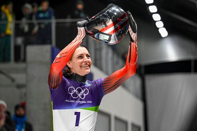 OLYMPICS - Winter Olympic Games, Olympische Spiele, Olympia, OS Milano Cortina 2026 CORTINA D AMPEZZO,ITALY,14.FEB.26 - OLYMPICS, SKELETON - Winter Olympic Games Milano Cortina 2026, women. Image shows Janine Flock (AUT).  GEPAxpictures xAlexanderxSolc