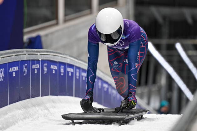 OLYMPICS - Winter Olympic Games, Olympische Spiele, Olympia, OS Milano Cortina 2026 CORTINA D AMPEZZO,ITALY,14.FEB.26 - OLYMPICS, SKELETON - Winter Olympic Games Milano Cortina 2026, women. Image shows Tabitha Stoecker (GBR).  GEPAxpictures xAlexanderxSolc