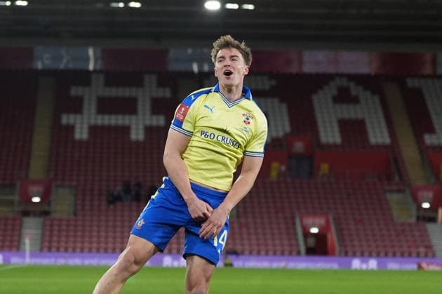 Southampton v Leicester City, FA Cup Fourth round, Football, St Marys Stadium, Southampton, UK - 14 Feb 2026 GOAL - James Bree of Southampton scores and put Saints I™m front during extra time. Southampton St Marys Stadium Southampton GBR, UK NEWSPAPERS OUT Copyright: xSeanxRyanx