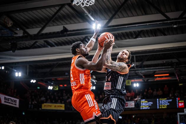 1. Basketball Bundesliga, easyCredit BBL, Saison 2025 2026, Herren, Hauptrunde, 20. Spieltag, 14.02.2026, RASTA Vechta - ratiopharm Ulm Christopher Ledlum ( 4 - ratiopharm ulm) in Aktion Vechta RASTA Dome Niedersachsen Deutschland
