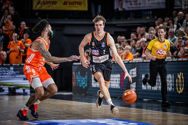 1. Basketball Bundesliga, easyCredit BBL, Saison 2025 2026, Herren, Hauptrunde, 20. Spieltag, 14.02.2026, RASTA Vechta - ratiopharm Ulm Tobias Jensen ( 7 - ratiopharm ulm) in Aktion Vechta RASTA Dome Niedersachsen Deutschland