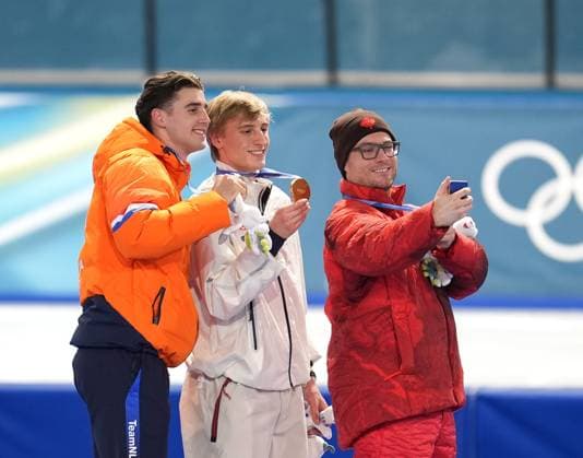 Jordan STOLZ (USA) won Gold, Jenning de BOO (NED) got silver and Laurent DUBREUIL got Bronze in the Speed skating, Eisschnelllauf - men s 500m at Milano Speed skating stadium during Olympic Winter games, Winterspiele,Spiele, Summer games in Milano, Italy on 14th Feb, 2026  Copyright: xRanjithxKumar IPAxSportx xipa-agency.netx xx IPA_71504167 IPA_Agency_IPA71504167