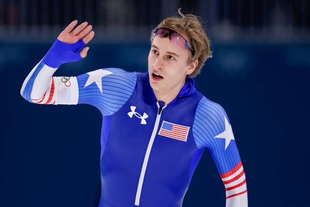 2026-02-14 Speed skating, Eisschnelllauf - Milano Cortina 2026 Winter Olympics - Day 8 MILAN, ITALY - FEBRUARY 14: Jordan Stolz of United States of America reacts after competing in the Men s 500m during Day 8 of Speed Skating - Milano Cortina 2026 Winter Olympics at Milano Speed Skating Stadium on February 14, 2026 in Milan, Italy. (Photo by Joris Verwijst BSR Agency) Milan Italy Content not available for redistribution in The Netherlands directly or indirectly through any third parties. Copyright: xBSRxAgencyx