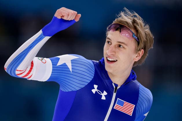 2026-02-14 Speed skating, Eisschnelllauf - Milano Cortina 2026 Winter Olympics - Day 8 MILAN, ITALY - FEBRUARY 14: Jordan Stolz of United States of America reacts after competing in the Men s 500m during Day 8 of Speed Skating - Milano Cortina 2026 Winter Olympics at Milano Speed Skating Stadium on February 14, 2026 in Milan, Italy. (Photo by Joris Verwijst BSR Agency) Milan Italy Content not available for redistribution in The Netherlands directly or indirectly through any third parties. Copyright: xBSRxAgencyx