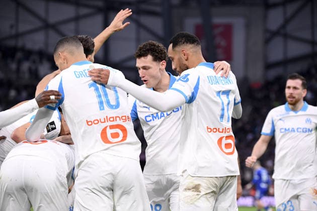 Olympique de Marseille v RC Strasbourg Alsace - Ligue 1 McDonald s 2025 2026 28 Benjamin PAVARD (om) - 97 Pierre-Emerick AUBAMEYANG (om) during the Ligue 1 McDonald s match between Marseille and Strasbourg at Stade Velodrome on February 14, 2026 in Marseille, France. Marseille France  Copyright: xFEPx 776348289