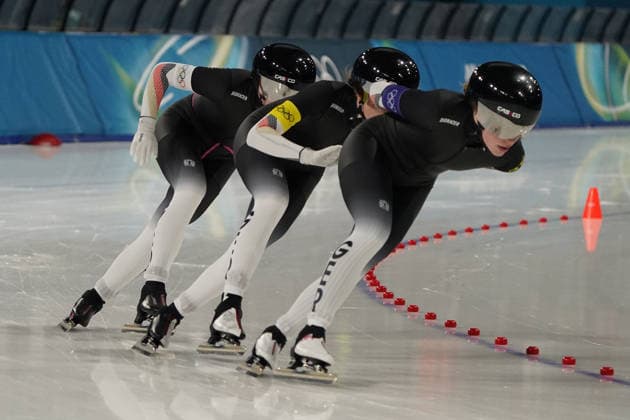 Milano Cortina, 2026 , Winter Olympic Games, Olympische Spiele, Olympia, OS Olympische Winter-Olympische spiele 2026 , Speedskating, Eisschnelllauf , Mannschaftsverfolgung Frauen Team Deutschland, Josie Hofmann, Josephine Schloerb, Lea Sophie Scholz, Deutschland, Germany GER Photocopyright Gladys Chai von der Laage *** Milano Cortina, 2026 , Winter Olympic Games, Winter Olympic Games 2026 , Speed Skating, Speed Skating , Team Pursuit Women Team Germany, Josie Hofmann, Josephine Schloerb, Lea Sophie Scholz, Germany, Germany GER Photocopyright Gladys Chai von der Laage