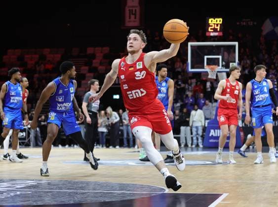 14.02.2026 - Basketball - Saison 2025 2026 - 2. Bundesliga Pro-A - 23. Spieltag: Nürnberg Falcons Basketball Club NBC - HAKRO Merlins Crailsheim - Sportfoto Zink DaMa - xdaxmax - Vincent John Friederici (30, Nürnberg Falcons BC NBC )