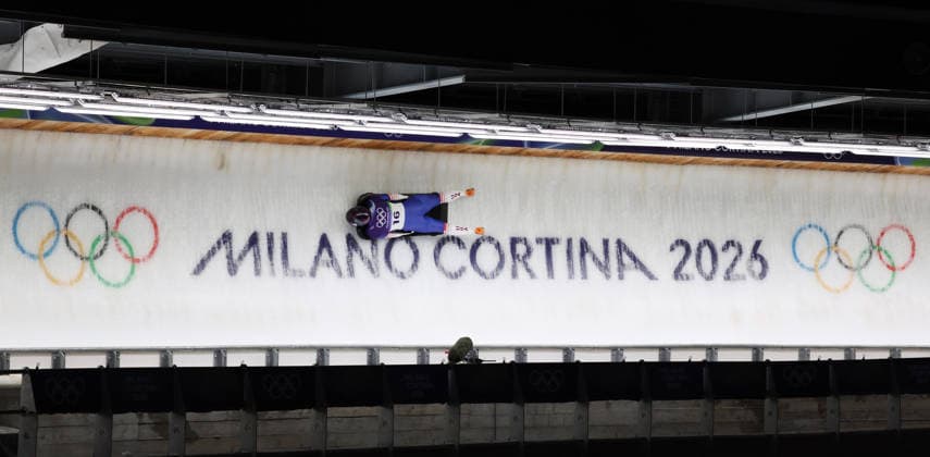 USA s Mystique Ro takes part in the Women s Skeleton at the 2026 Winter Olympics in Cortina, Italy on Saturday February 14, 2026.  OLY20260214648 HUGOxPHILPOTT