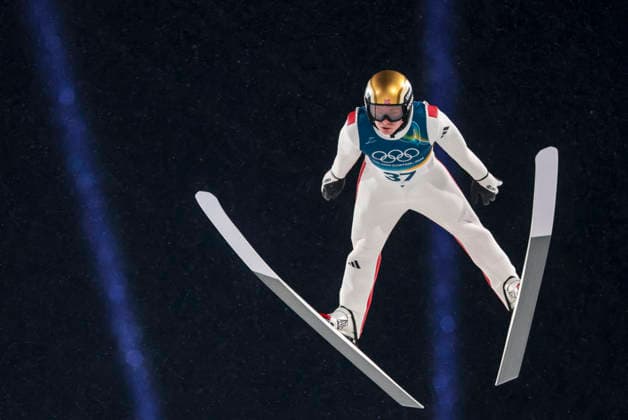 OLYMPICS - Winter Olympic Games, Olympische Spiele, Olympia, OS Milano Cortina 2026 PREDAZZO,ITALY,14.FEB.26 - OLYMPICS, Ski jumping, Skispringen, Ski, nordisch - Winter Olympic Games Milano Cortina 2026, large hill, men. Image shows Marius Lindvik (NOR).  GEPAxpictures xMatthiasxTrinkl