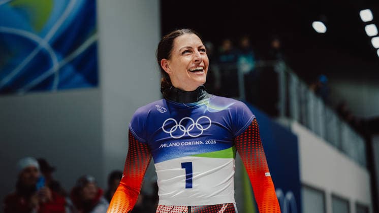 OLYMPICS - Winter Olympic Games, Olympische Spiele, Olympia, OS Milano Cortina 2026 CORTINA D AMPEZZO,ITALY,14.FEB.26 - OLYMPICS, SKELETON - Winter Olympic Games Milano Cortina 2026, women. Image shows Janine Flock (AUT).  GEPAxpictures xAlexanderxSolc