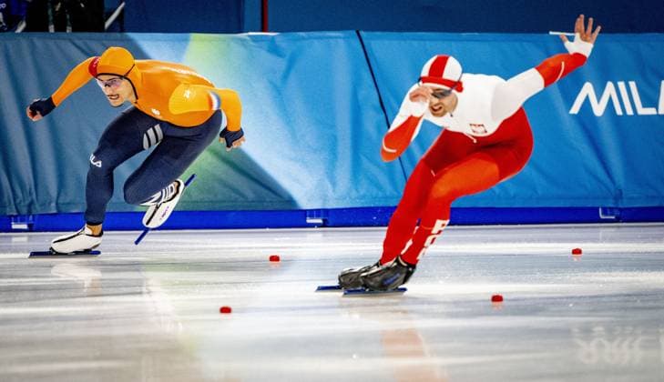 MILAN - Sebas Diniz in action in the 500 meters at the men s long track Speed skating, Eisschnelllauf final Milano Speed Skating Stadium Olympic Winter games, Winterspiele,Spiele, Summer games Milan Cortina 2026 ROBIN UTRECHT ANP netherlands out - belgium out xVIxxIVx 550691617 originalFilename: 550691617.jpg