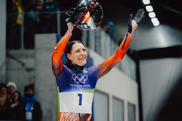 OLYMPICS - Winter Olympic Games, Olympische Spiele, Olympia, OS Milano Cortina 2026 CORTINA D AMPEZZO,ITALY,14.FEB.26 - OLYMPICS, SKELETON - Winter Olympic Games Milano Cortina 2026, women. Image shows Janine Flock (AUT).  GEPAxpictures xAlexanderxSolc