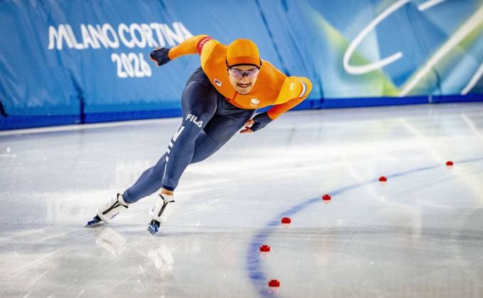 MILAN - Sebas Diniz in action in the 500 meters at the men s long track Speed skating, Eisschnelllauf final Milano Speed Skating Stadium Olympic Winter games, Winterspiele,Spiele, Summer games Milan Cortina 2026 ROBIN UTRECHT ANP netherlands out - belgium out xVIxxIVx 550691637 originalFilename: 550691637.jpg