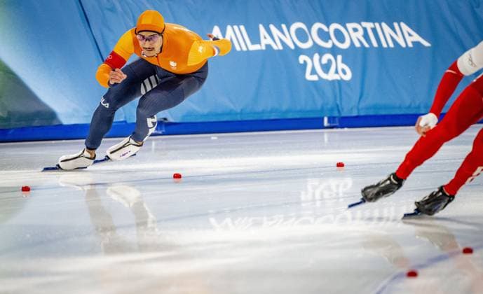 MILAN - Sebas Diniz in action in the 500 meters at the men s long track Speed skating, Eisschnelllauf final Milano Speed Skating Stadium Olympic Winter games, Winterspiele,Spiele, Summer games Milan Cortina 2026 ROBIN UTRECHT ANP netherlands out - belgium out xVIxxIVx 550691642 originalFilename: 550691642.jpg