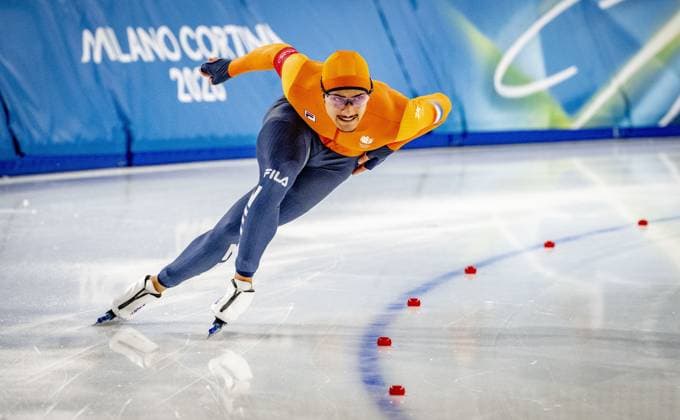 MILAN - Sebas Diniz in action in the 500 meters at the men s long track Speed skating, Eisschnelllauf final Milano Speed Skating Stadium Olympic Winter games, Winterspiele,Spiele, Summer games Milan Cortina 2026 ROBIN UTRECHT ANP netherlands out - belgium out xVIxxIVx 550691645 originalFilename: 550691645.jpg