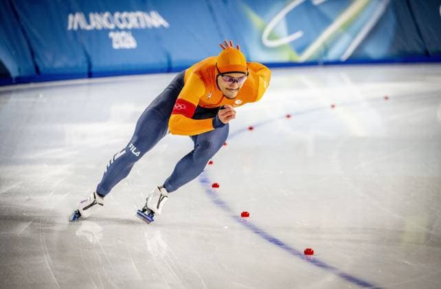 MILAN - Sebas Diniz in action in the 500 meters at the men s long track Speed skating, Eisschnelllauf final Milano Speed Skating Stadium Olympic Winter games, Winterspiele,Spiele, Summer games Milan Cortina 2026 ROBIN UTRECHT ANP netherlands out - belgium out xVIxxIVx 550691659 originalFilename: 550691659.jpg