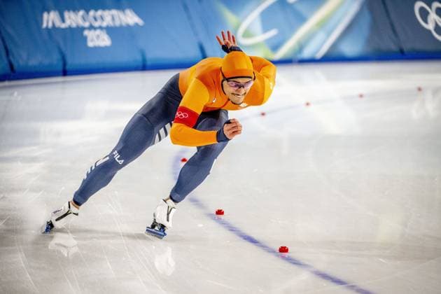 MILAN - Sebas Diniz in action in the 500 meters at the men s long track Speed skating, Eisschnelllauf final Milano Speed Skating Stadium Olympic Winter games, Winterspiele,Spiele, Summer games Milan Cortina 2026 ROBIN UTRECHT ANP netherlands out - belgium out xVIxxIVx 550691665 originalFilename: 550691665.jpg