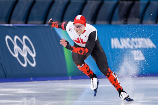 2026-02-14 Speed skating, Eisschnelllauf - Milano Cortina 2026 Winter Olympics - Day 8 MILAN, ITALY - FEBRUARY 14: Anders Johnson of Canada competing in the Men s 500m during Day 8 of Speed Skating - Milano Cortina 2026 Winter Olympics at Milano Speed Skating Stadium on February 14, 2026 in Milan, Italy. (Photo by Joris Verwijst BSR Agency) Milan Italy Content not available for redistribution in The Netherlands directly or indirectly through any third parties. Copyright: xBSRxAgencyx