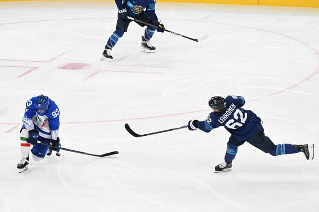 February 14, 2026, Milano, Lombardia, Italy: Luca Frigo (ITA),Artturi Lehkonen (FIN) during the Winter Olympic Games, Olympische Spiele, Olympia, OS Milano Cortina 2026, at the Milano Santagiulia IHO Arena, on February 14, 2026 in Milano, Italy Milano Italy - ZUMAm345 20260214_oly_m345_039 Copyright: xFedericoxManonix
