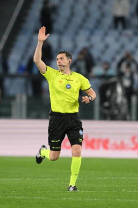 Foto IPP Roberto Ramaccia Roma 14 2 2026 Campionato di Calcio Serie A 2025 2026 Lazio vs Atalanta Nella foto referee Juan Luca Sacchi Italy Photo Press - World Copyright Roma italy Italia ITALY  Copyright: xR4924_italyphotopressx