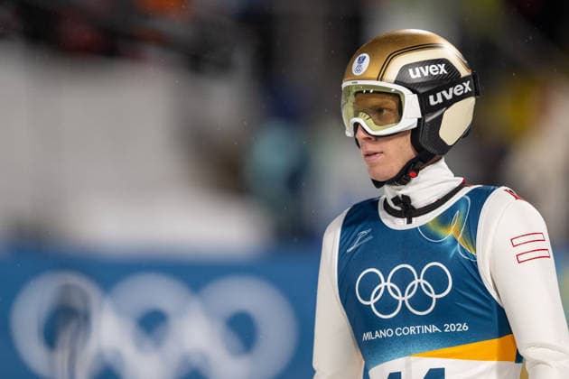 OLYMPICS - Winter Olympic Games, Olympische Spiele, Olympia, OS Milano Cortina 2026 PREDAZZO,ITALY,14.FEB.26 - OLYMPICS, Ski jumping, Skispringen, Ski, nordisch - Winter Olympic Games Milano Cortina 2026, large hill, men. Image shows Jan Hoerl (AUT).  GEPAxpictures xOliverxLerch