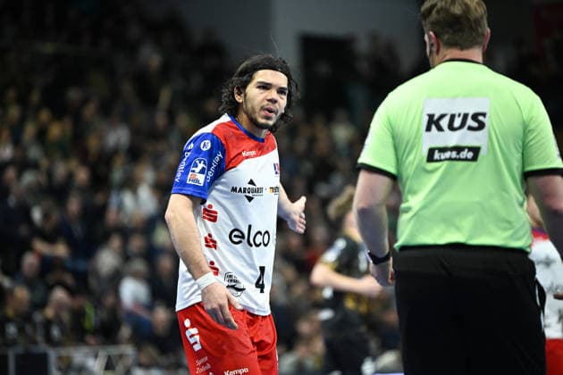 Tim Ruggiero-Matthes (HBW Balingen-Weilstetten, 4) HC Elbflorenz 2006 vs. HBW Balingen-Weilstetten, 2. Handball Bundesliga Herren, Spielzeit 2025 2026, 14.02.2026 HC Elbflorenz 2006 vs. HBW Balingen-Weilstetten, 2. Handball Bundesliga Herren, Spielzeit 2025 2026, 14.02.2026 Dresden Copyright: xEibner-Pressefoto xHoepnerx EP_PHR