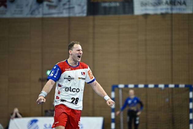 Tobias Heinzelmann (HBW Balingen-Weilstetten, 28) jubelt nach dem Spielende - HC Elbflorenz 2006 vs. HBW Balingen-Weilstetten, 2. Handball Bundesliga Herren, Spielzeit 2025 2026, 14.02.2026 HC Elbflorenz 2006 vs. HBW Balingen-Weilstetten, 2. Handball Bundesliga Herren, Spielzeit 2025 2026, 14.02.2026 Dresden Copyright: xEibner-Pressefoto xHoepnerx EP_PHR