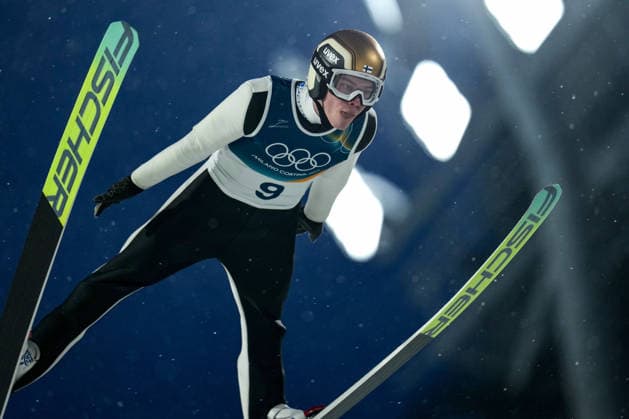 Milano Cortina 2026 Olympic Winter games, Winterspiele,Spiele, Summer games MILANO, ITALY – FEBRUARY 14: Finland s Vilho Palosaari competes in the men’s large hill Ski jumping, Skispringen, Ski, nordisch event during the Milano-Cortina 2026 Winter Olympic Games, Olympische Spiele, Olympia, OS in Milano-Cortina, Italy, on February 14, 2026. Cemal Yurttas Anadolu Milano Italy. Editorial use only. Please get in touch for any other usage.  Copyright: x2026xAnadoluxCemalxYurttasx