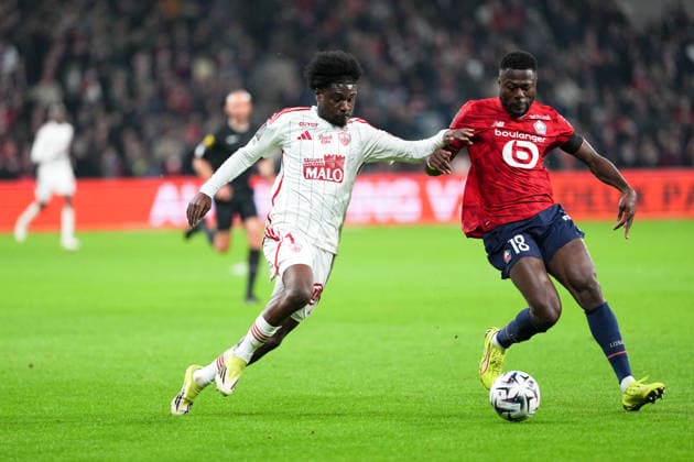 Lille OSC v Stade Brestois 29 - Ligue 1 McDonald s 2025 2026 07 Junior DINA EBIMBE (sb29) - 18 Chancel MBEMBA (losc) during the Ligue 1 McDonald s match between Lille and Brest at Stade Pierre Mauroy on February 14, 2026 in Lille, France. Lille France  Copyright: xFEPx 776348290