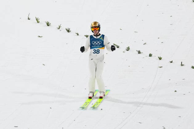 Olympische Winterspiele Milano Cortina 2026 Skispringen Großschanze Einzel Männer am 14.02.2026 an der Predazzo Ski jumping, Skispringen, Ski, nordisch Stadium in Predazzo Kacper Tomasiak ( Polen ) *** Olympic Winter Games Milano Cortina 2026 Ski Jumping Large Hill Individual Men on 14 02 2026 at the Predazzo Ski Jumping Stadium in Predazzo Kacper Tomasiak Poland xMSx